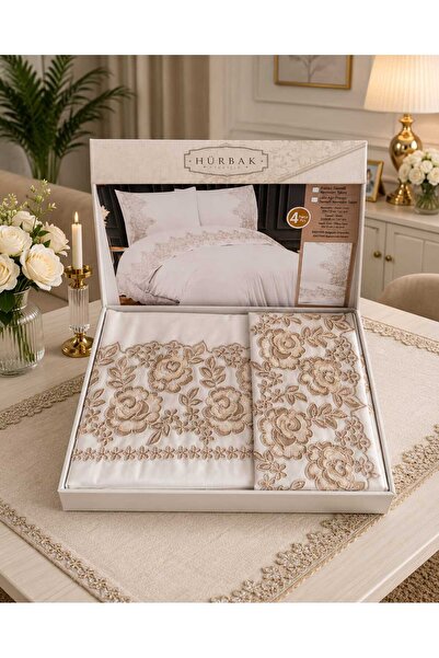 çeyizköşesi Hürbak Double Dowry Cotton Duvet Cover Set Boxed 4 Pieces