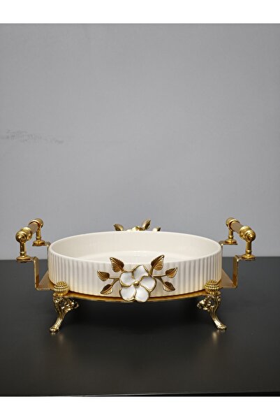 PARILTI HOME COLLECTİON Oven Dish Bowl Luxury Serving Plate Bowl Gold Silver ...