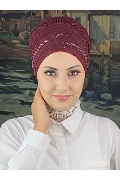 MY UKİYO STORE TESETTÜR ABİYE ÇAPRAZ DRAPELİ İKİLİ TAŞLI BONEŞAL