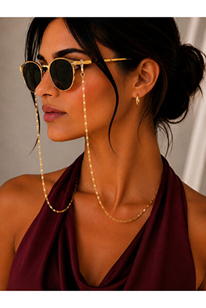 CAXBERN 316L Steel Mirrored Lip Anti-Tarnish Gold Eyeglass Chain