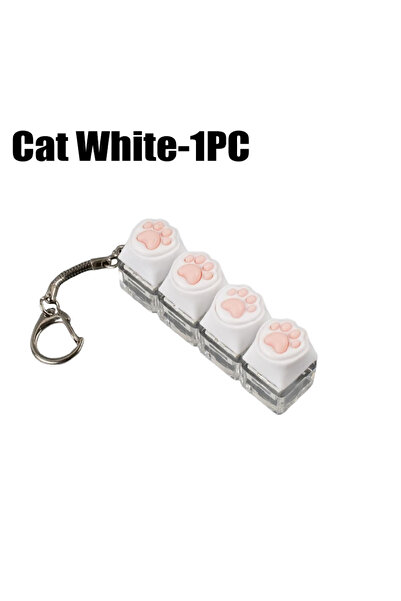 Choice4 Cat White-1PC LED Light Keyboard Keychain Fidget Toy Clickable Button...