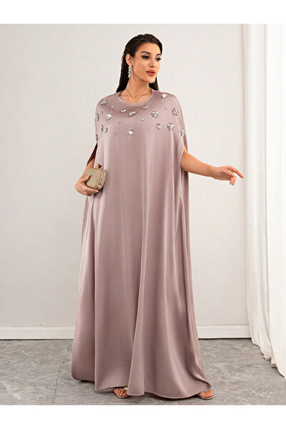 Take Two By Styli Women'S Embellished Round Neck Batwing Sleeve Maxi Dress