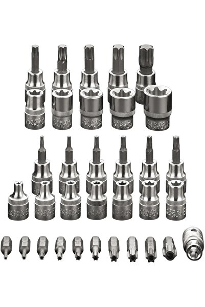 NEO Tools Set de biți și capete TORX 3/8, 34 piese, valiză NEO 08-711
