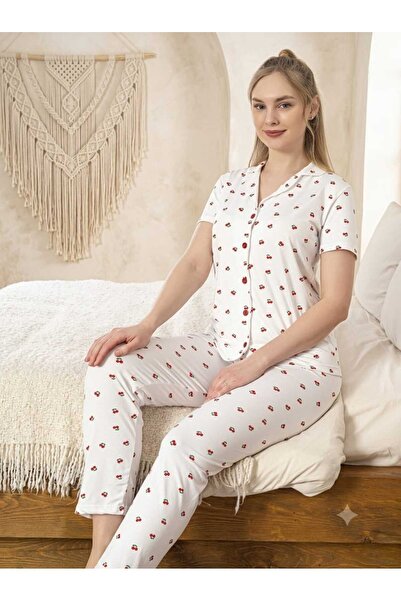 Rosse Short Sleeve Jacket Collar Pajama Set