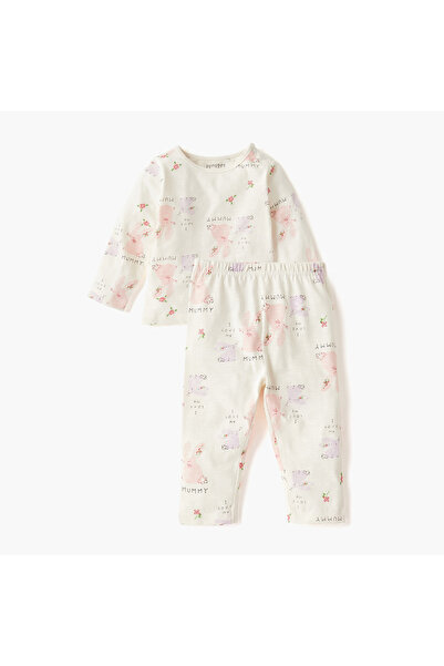 Juniors Pyjama Set with Bear Print - Cotton - Long Sleeves - Round Neck