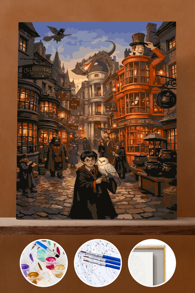Pastelya Sayılarla Boyama Seti Çerçeveli Kasnaklı Sihirli Alışveriş 40 x 50 cm