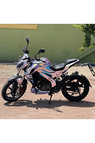 Motiker Benelli 125S Chrome Blue Purple Tasarımı Sticker Etiket Modeli
