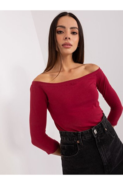 Basic Feel Good Bluza Dama Maneca 3/4, Guler inalt, BASIC FEEL GOOD, Bordo Ca...