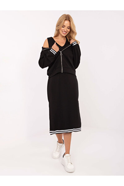 rue parıs Compleu Dama Midi, Decolteu in V, RUE PARIS, Negru Casual Model IT-...
