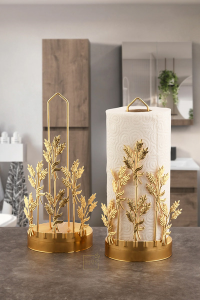 Empressco Gold-Colored Metal Paper Towel Holder, Stylish and Modern Home Deco...