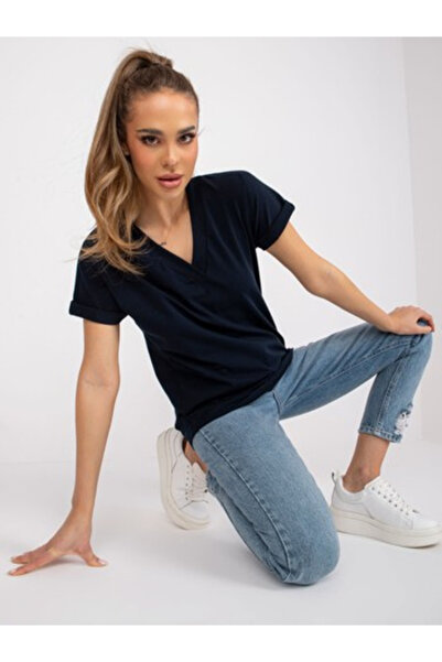 Basic Feel Good Tricou Dama Mini, Decolteu in V, BASIC FEEL GOOD, Bleumarin C...