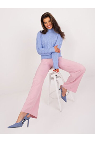 rue parıs Pantaloni Dama Elegant, Guler inalt, RUE PARIS, Roz Eleganta Office...