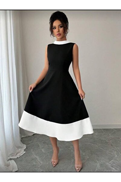 DRESSIFY WOMEN’S FASHION Γυναικείο φόρεμα με λαιμόκοψη ποδηλάτου, διπλό χρώμα...