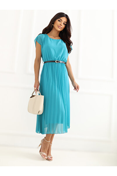 rue parıs Rochie Dama, RUE PARIS, Poliester, Rochie evazata, Turcoaz, model D...