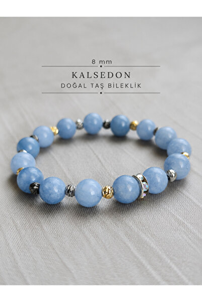 Zegisatelier 8 mm Kalsedon Doğal Taş Bileklik - Kadın Bileklik Tasarımı