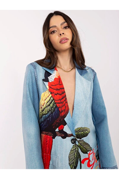 Italy Moda Women's Jacket, ITALY MODA, Viscose, Long Sleeve, Blue, model DHJ-...