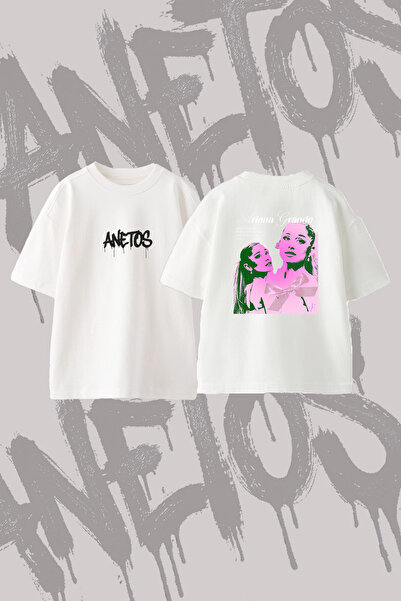 Anetos Ariana Grande_71 Design Back Printed Cotton White Oversize T-Shirt