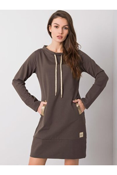 Relevance Rochie Dama, RELEVANCE, Bumbac, Maneca lunga, Khaki inchis, model R...