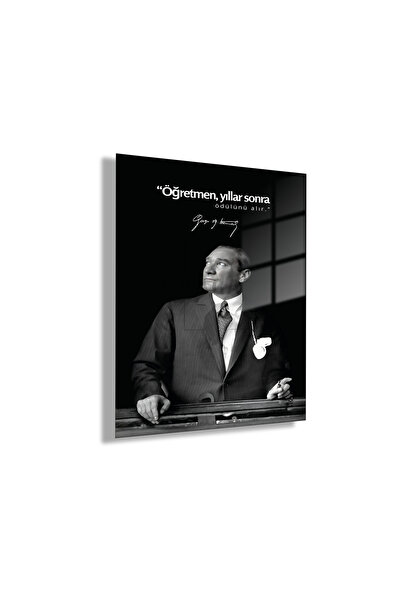 GAAGART Temperli Gerçek Cam Tablo Makam Panosu Atatürk Sözleri Öğretmen, yıll...