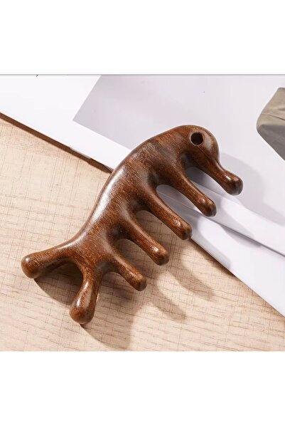 newaa butik Sandal Ağacı Skalp Masaj Tarağı Ahşap Gua Sha Kafa Derisi Meridye...