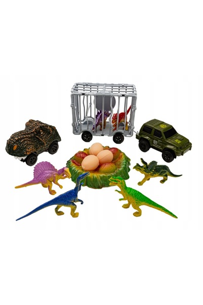 DK Set de joacă auto pentru copii, Parc de dinozauri, Mașinuțe, Obstacole, Di...