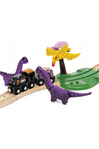 BRIO Piste de tren din lemn Dino Aventura cu dinozaurii 36094