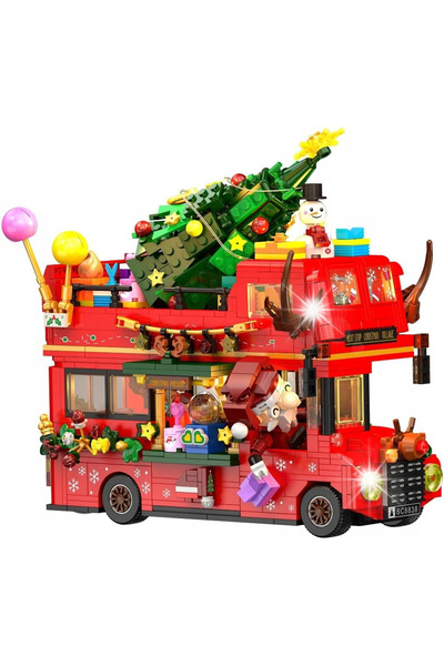 INSOON Set de construcție autobuz etajat Moș Crăciun, brad, reni, tematică de...