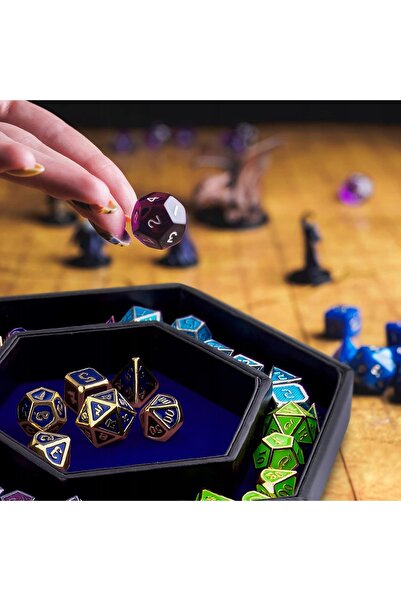 NO BRAND Cutie pentru zaruri pentru jocuri RPG, zaruri hexagonale, zaruri pol...