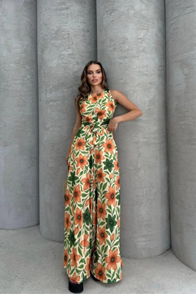 QBZ Patterned Maxi Jumpsuit with Side Pockets
