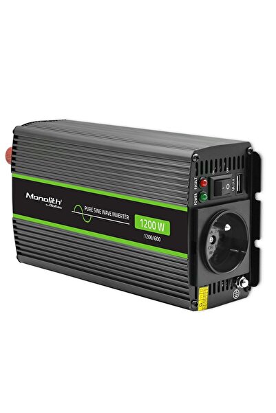 Qoltec Convertor de tensiune TIR, undă sinusoidală pură, 24V 600W / 1200W, USB