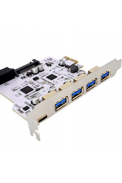 NO BRAND Placă adaptor pentru computer PCI PCIe 1X la 4x USB A 1x USB C 3.1 G...