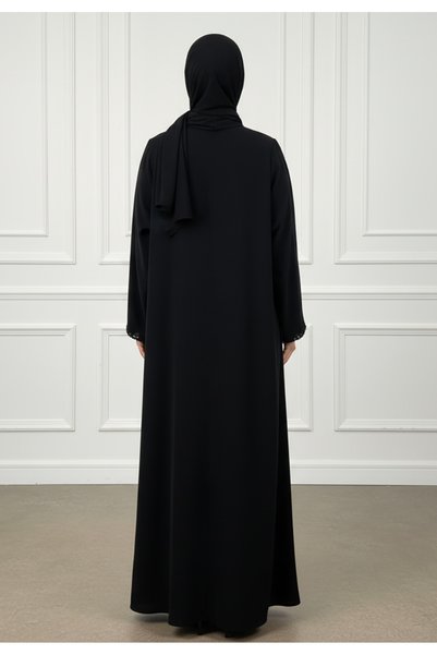 Nukhbaa Elegant Black Beaded Abaya-898