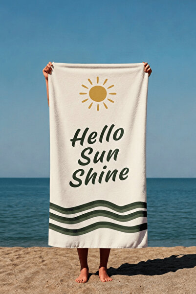 Luvis Store Hello Sunshine Written Sun Pattern Printed Beach Towel