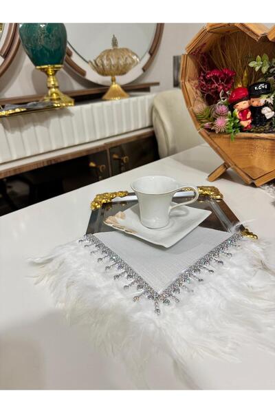 shop İNCİ TAŞLI KAHVE YANI GRİ SUNUM PEÇETESİ