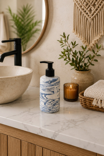 Zigzag Home Dozator de săpun lichid în stil boem cu model decorativ din marmu...