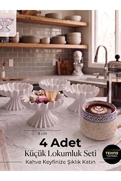 tekmation 4'lü Modern Tasarım Dekoratif Kahve Yanı Lokumluk / Sunumluk (Plast...
