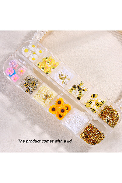 Choice 12G-MFW Creative Cartoon Bee Resin Nail Charms, 3D Realistic Five-Peta...