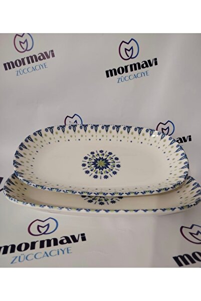 Güral Porcelain Jade 2 Pieces 29 cm (Large) Salad, Presentation, Boat Plate