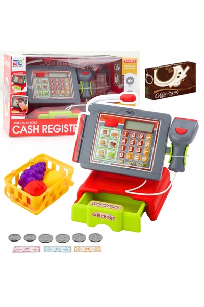 LeanToys Casă de magazin pentru copii cu accesorii, coș cu fructe, lumini și ...