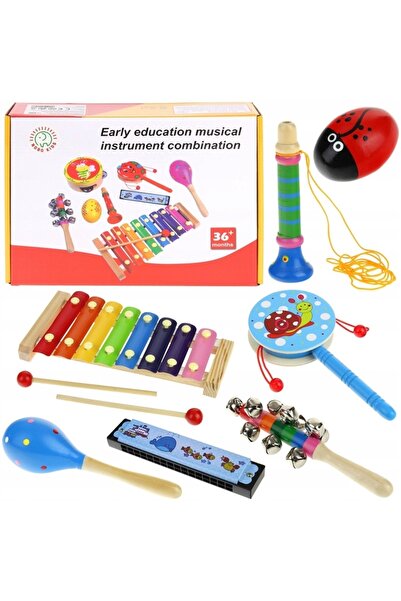 Nobo Kids Instrumente muzicale din lemn pentru copii Cimbale Maracasuri Muzicuță