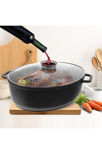 Orion Tavă de copt din granit, ovală, pentru gâscă, pentru cuptor, 12 L