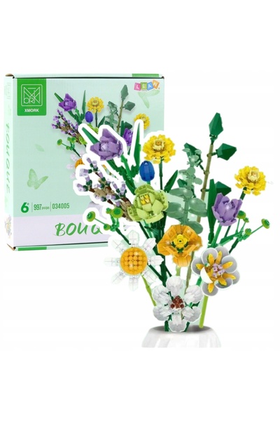 LeanToys Blocuri de Construcție Buchet Decorativ Flori Colorate 997 piese