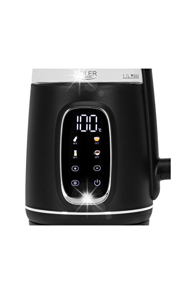 adler Fierbător electric de sticlă pentru bucătărie cu LED și menținere a tem...