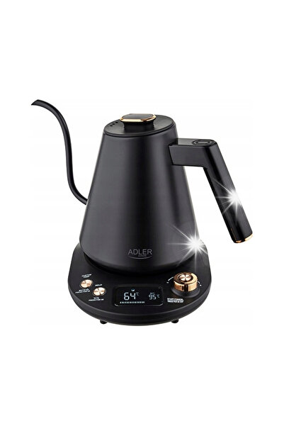 adler Fierbător electric fără fir cu gât de lebădă 1L 1100W cu reglare a temp...