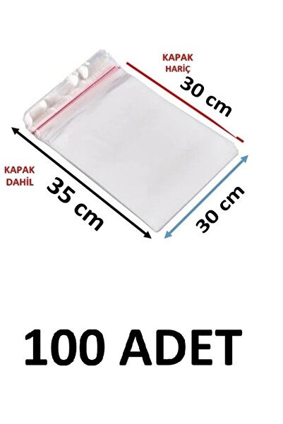 MTKardeşler 100 Pieces 30 X 30+5 cm Adhesive Transparent Glossy Opp Bags Dowr...