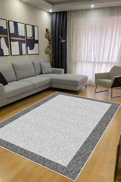 Sisal Görünümlü Dijital Baskılı Yıkanabilir Kaymaz Taban Modern Salon Halısı Yolluk