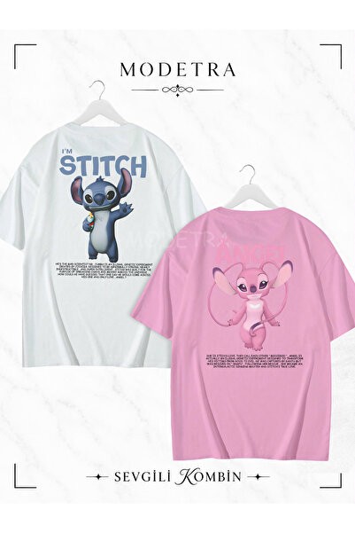 Modetra Women Men Angel Stitch Lilo Stitch Design Printed Back Printed Lover ...