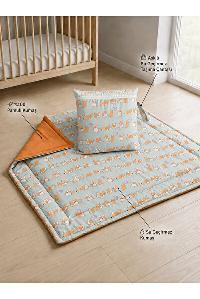 ngn collection Çantalı Bebek Oyun Matı 100x100 cm Çift Taraflı Su Geçirmez & ...