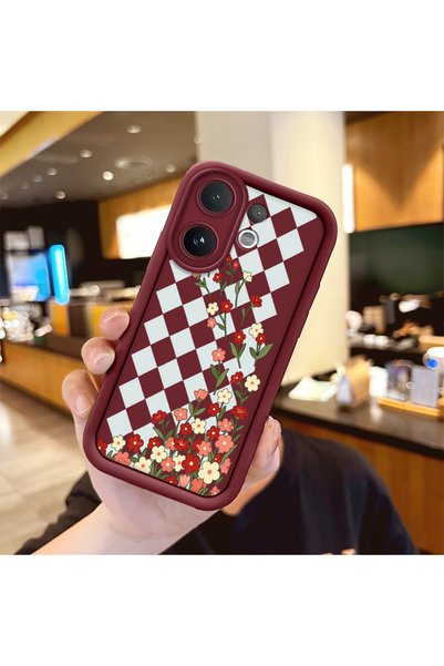 Hontinga Vivo V60 Compatible Case Camera Protector Burgundy Silicone Couple P...