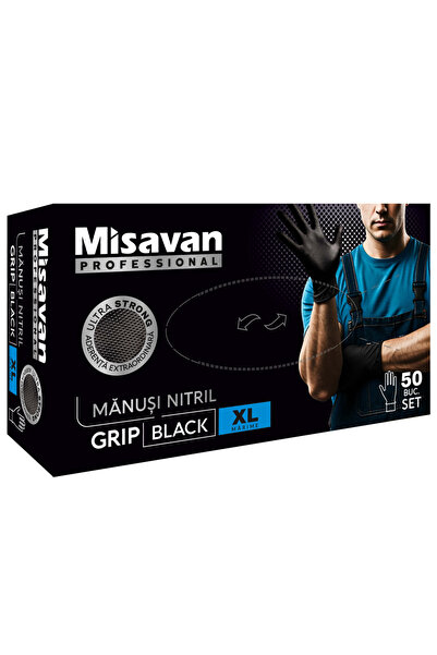 Misavan Manusi nitril Grip - negru - marimea XL ● 50 buc.
